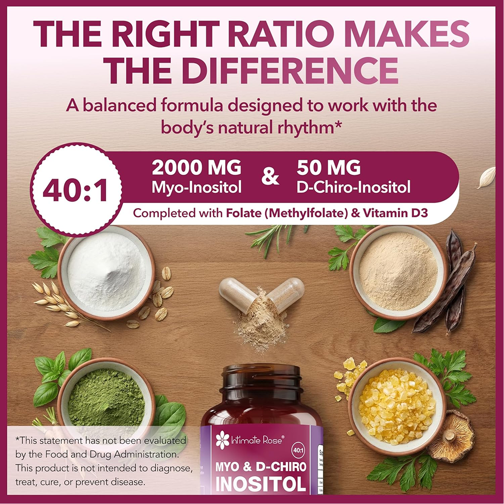 Myo-Inositol and D-Chiro Inositol 40:1 + Folate and Vitamin D Supplement