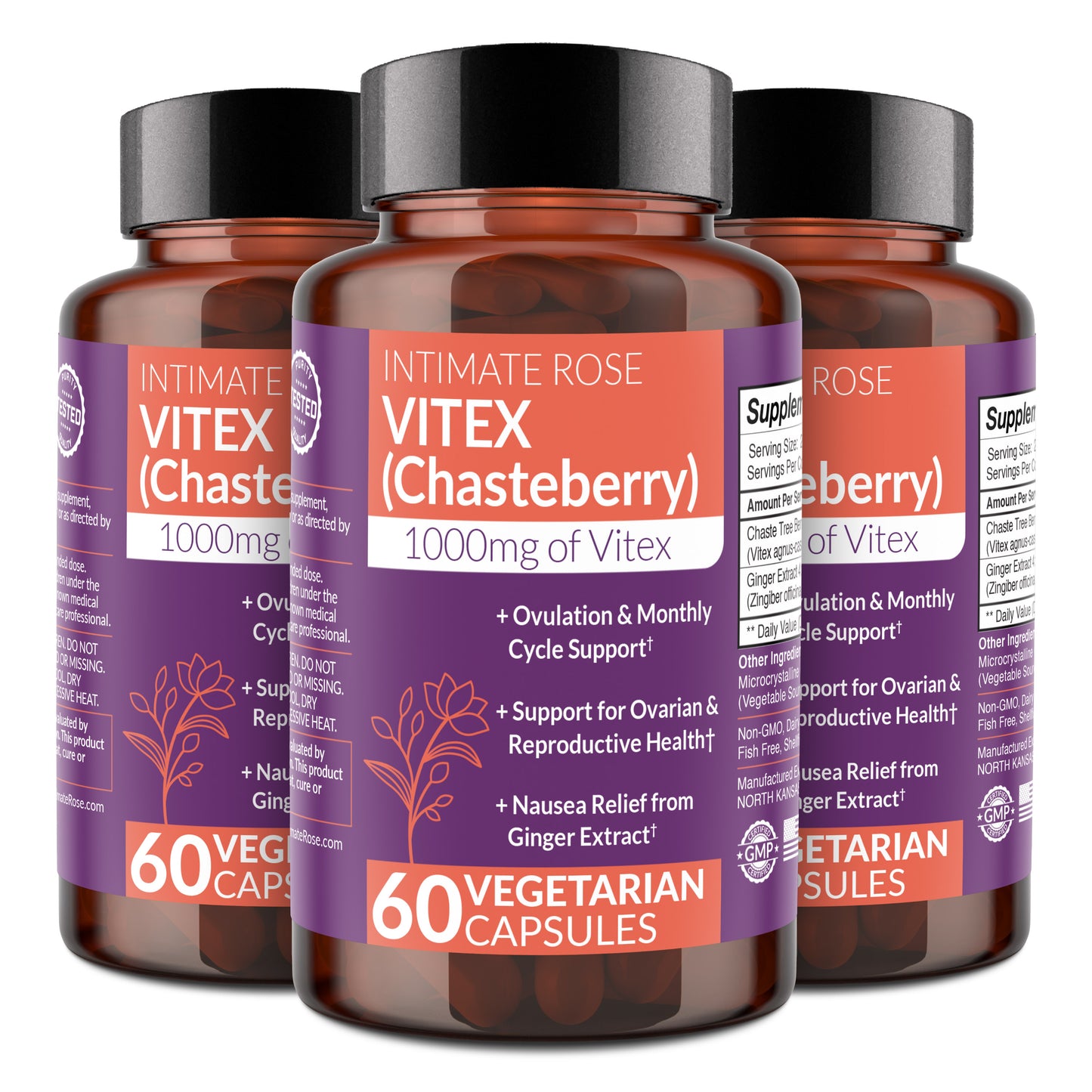 3 Pack - Vitex (Chasteberry): Hormone Balance, Natural PMS Support