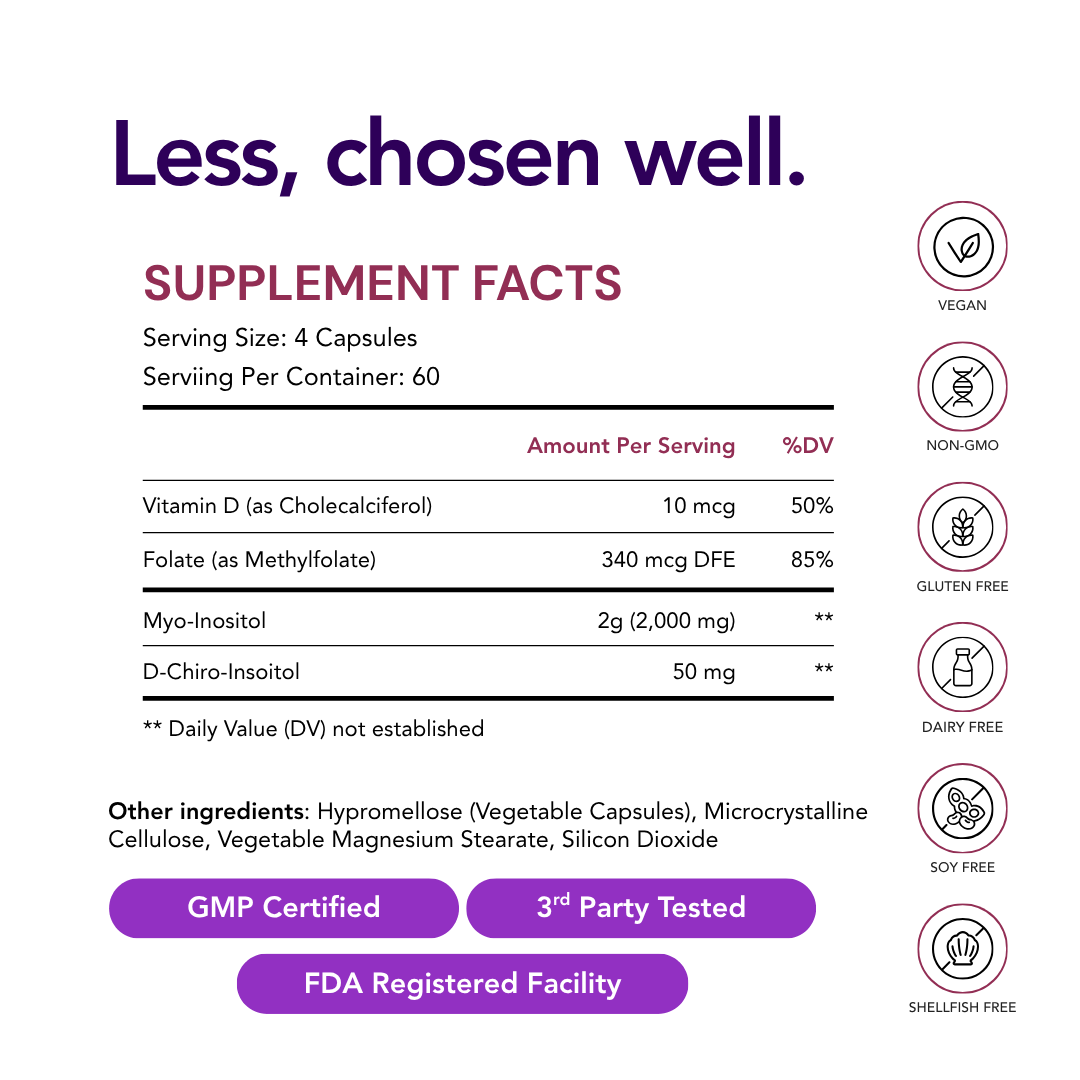 Myo-Inositol and D-Chiro Inositol 40:1 + Folate and Vitamin D Supplement