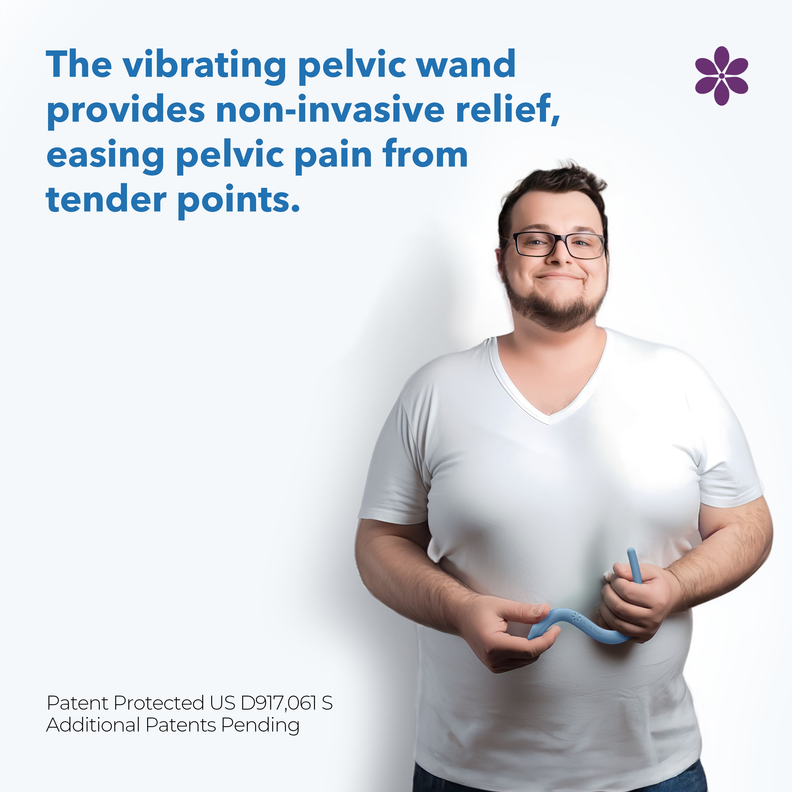 Blue Vibrating Pelvic Floor Therapy Wand Intimate Rose