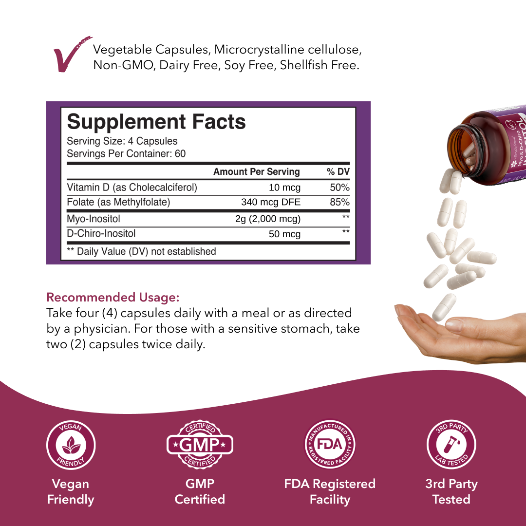 Myo-Inositol and D-Chiro Inositol 40:1 + Folate and Vitamin D Supplement