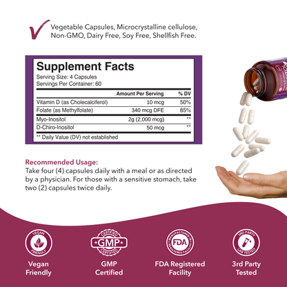 Myo-Inositol and D-Chiro Inositol 40:1 + Folate and Vitamin D Supplement