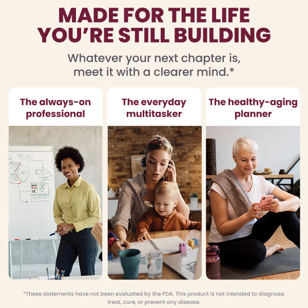 Women in different life stages supporting cognitive wellness with Magtein