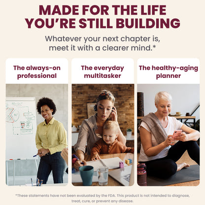 Women in different life stages supporting cognitive wellness with Magtein