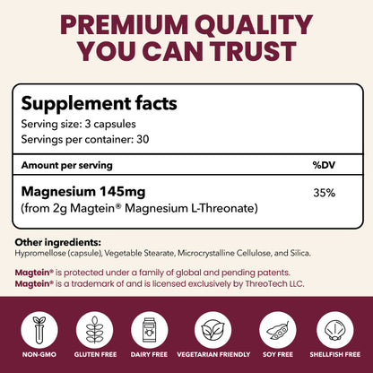 Magtein supplement facts, ingredients and dietary information