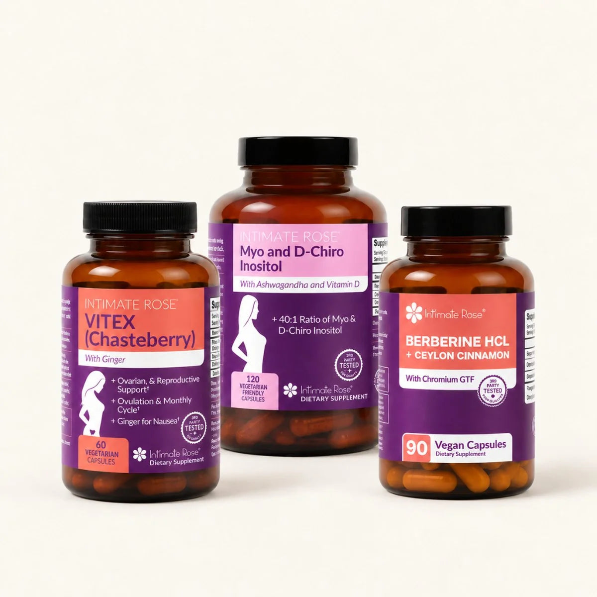 The Period You Can Plan Kit with Vitex, Myo and D-Chiro Inositol, and Berberine supplements.
