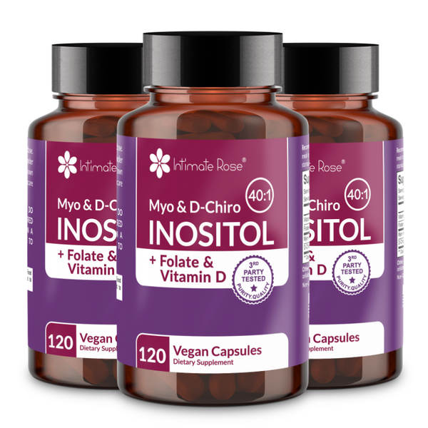 3 Pack - Myo-Inositol and D-Chiro Inositol 40:1 + Folate and Vitamin D Supplement